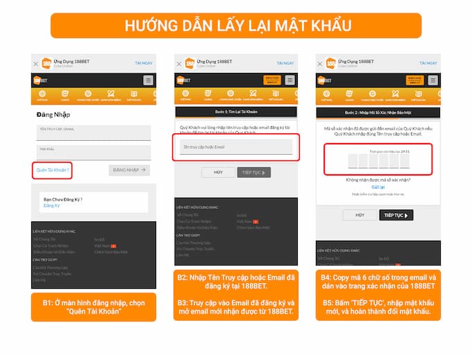 Quên mật khẩu 188bet Hướng dẫn lấy lại mật khẩu 188bet trên thiết bị di động