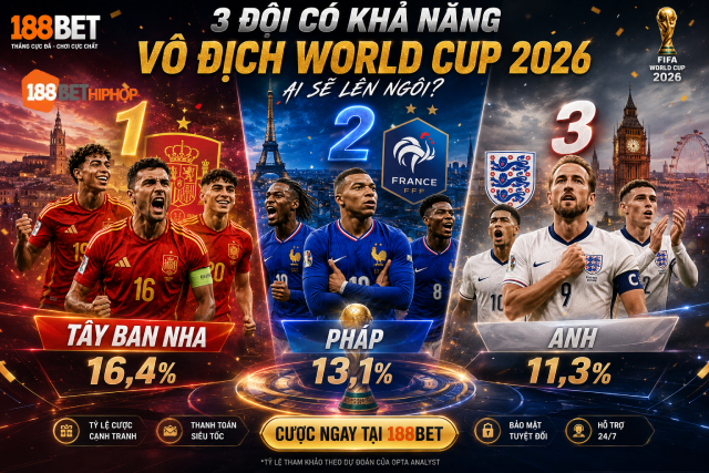 Chuyên gia 188BET Marandu đánh giá 3 đội có khả năng vô địch World Cup 2026